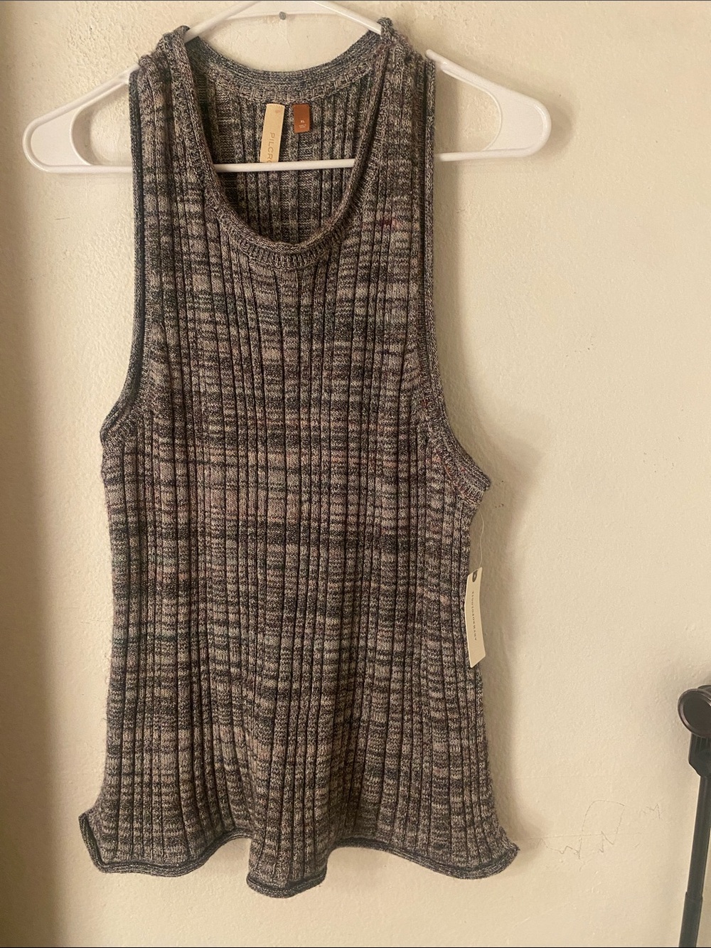 Soft Ribbed Sleeveless Tank Top - Gray Multicolor pilcro